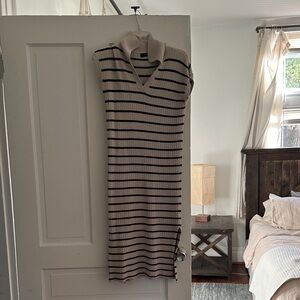 Striped Knit Collared Dress
